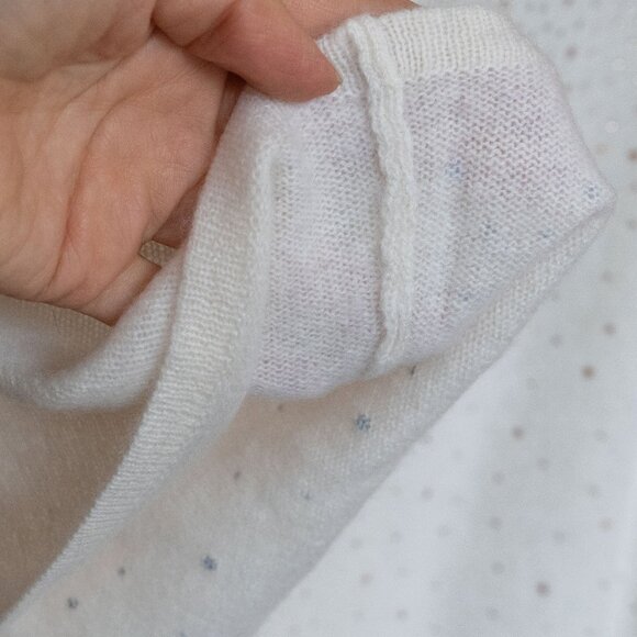 Chicos Cashmere Poncho Sweater Rhinestone Ivory Asymmetrical Wool Bedazzled - Picture 8 of 16